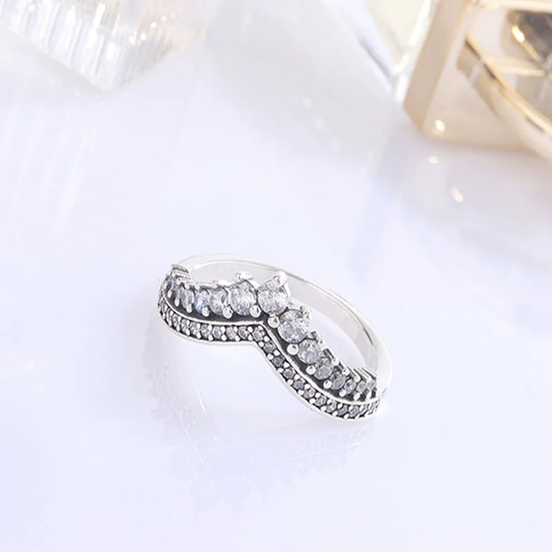 

Authentic 925 Sterling Silver Pan Ring New Princess Wish Crown Ring For Women Wedding Party Gift Fashion Jewelry