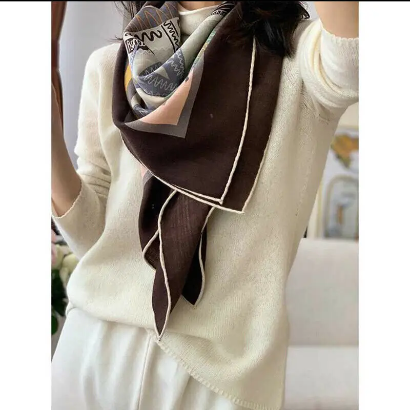 

Luxury 60% Cashmere 40% Silk Scarf Women Fashion Tree Shawl Stole Hand Rolled Kerchief Winter Pashmina Bandana 135*135cm