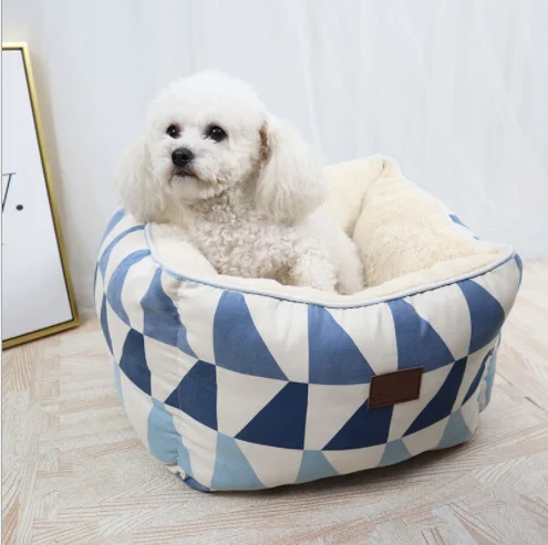 Теплая мягкая кровать домик для собак и кошек подушка питомцев зимний теплый