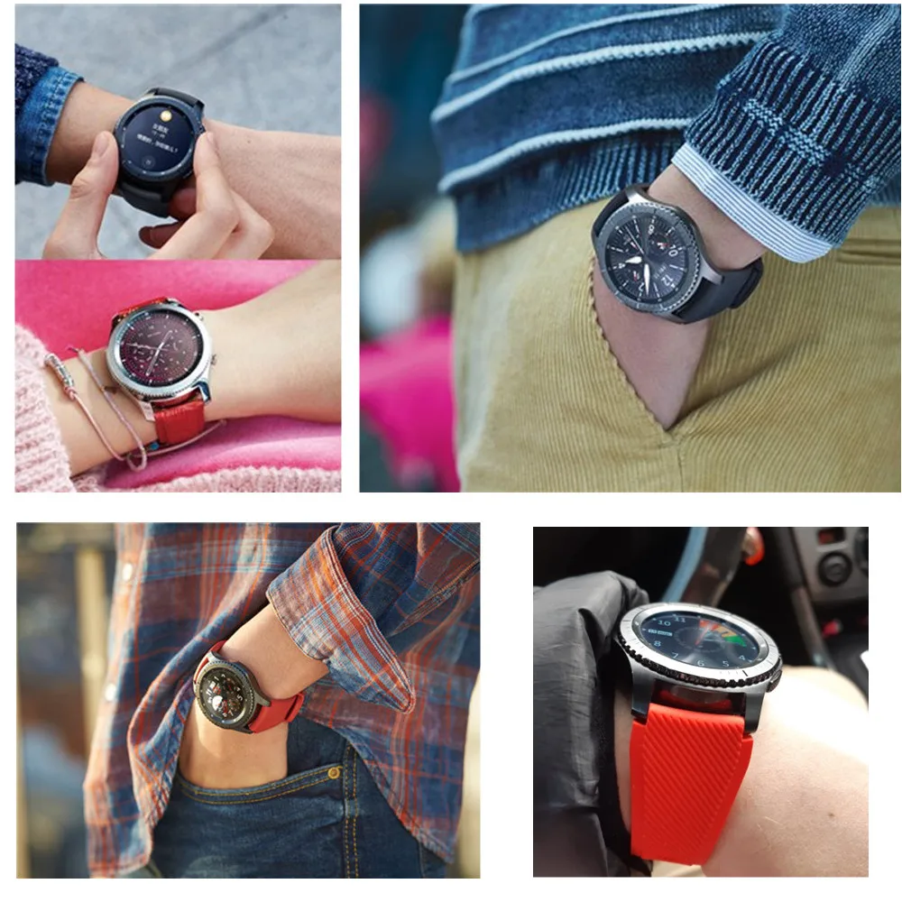 Фото Ремешок силиконовый для Samsung Watch 3 galaxy watch active 2/Gear s3 Frontier 46 мм 42 мм, спортивный браслет для huawei watch gt 2/2e, 20/22 мм №4