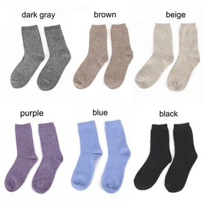 1 пара шерстяные кашемировые носки зимние женские носки теплые шерстяные рождественские носки до середины икры удобный подарок чистый цвет