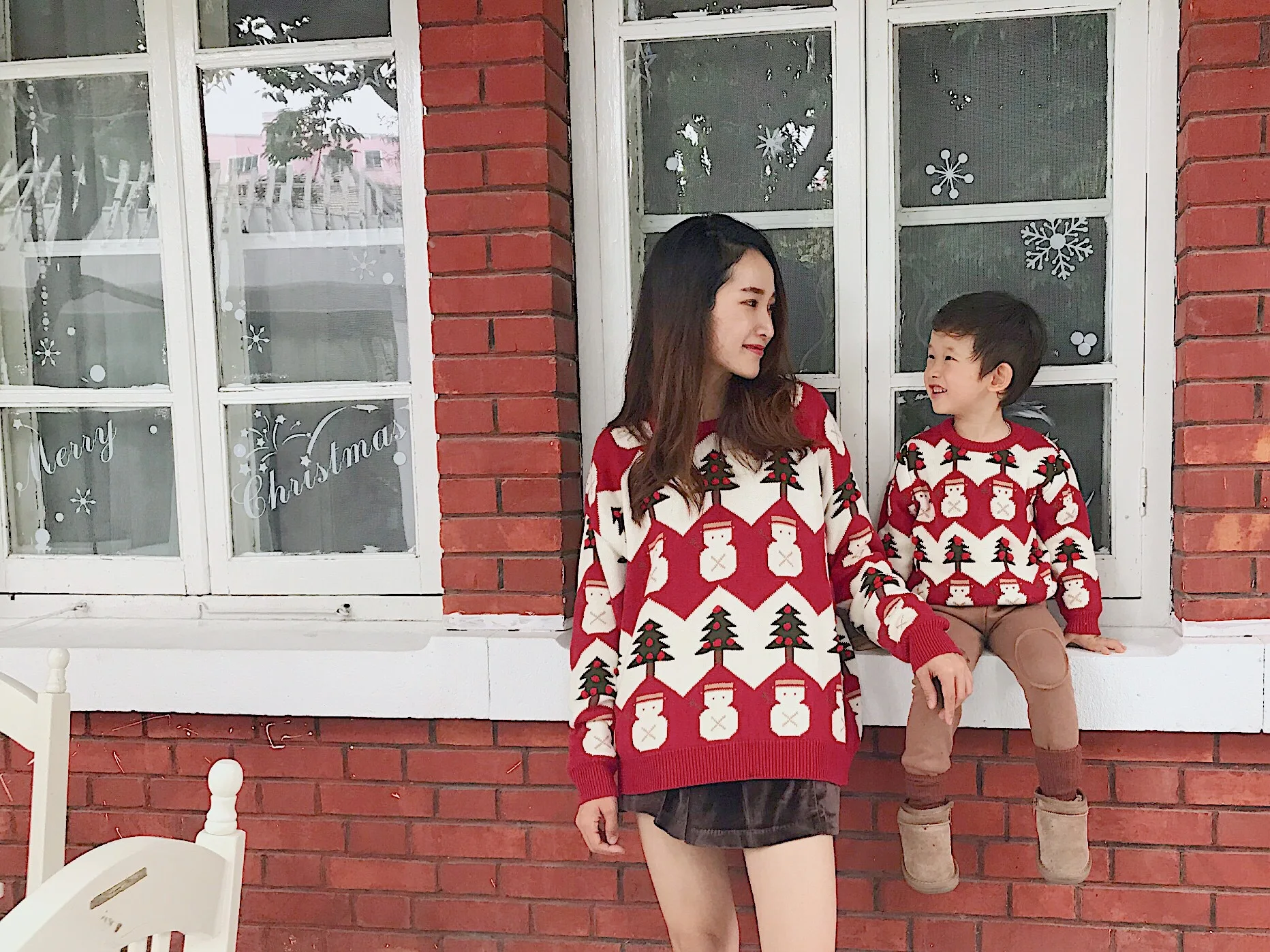 Детский Рождественский свитер Tonytaobaby красный хлопковый на зиму | Мать и ребенок