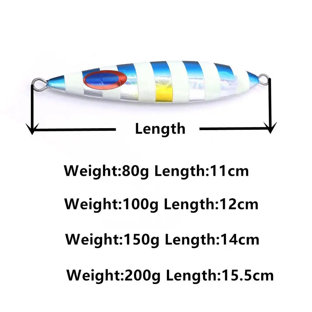 Casstfun металлический джиг 1PC 80g 100g 150g 200g рыболовная приманка Неон светящиеся