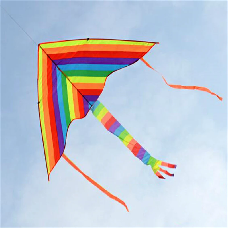 

High Quality Colorful Rainbow Kite Long Tail Nylon Outdoor Kites Flying Toys For Children Kids Kite Surf With 30m Kite Line