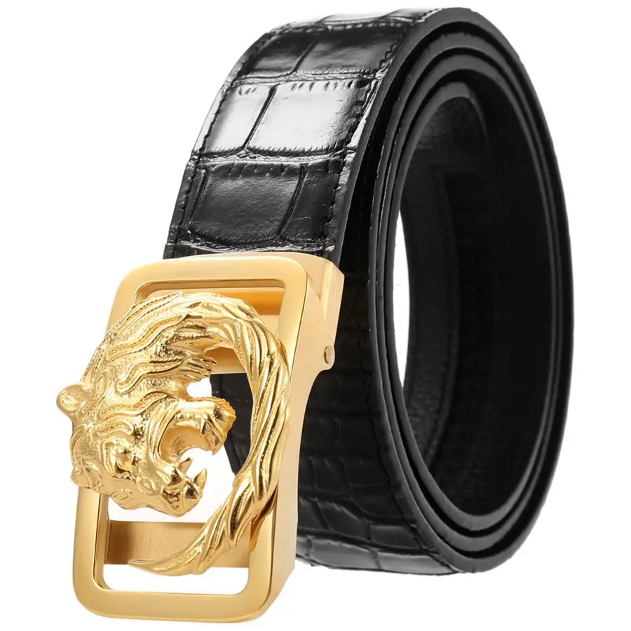 

Stainless Steel Buckle Genuine Leather Belts for Men New Men's Real Leather Ratchet Dress Belt with Automatic Buckle