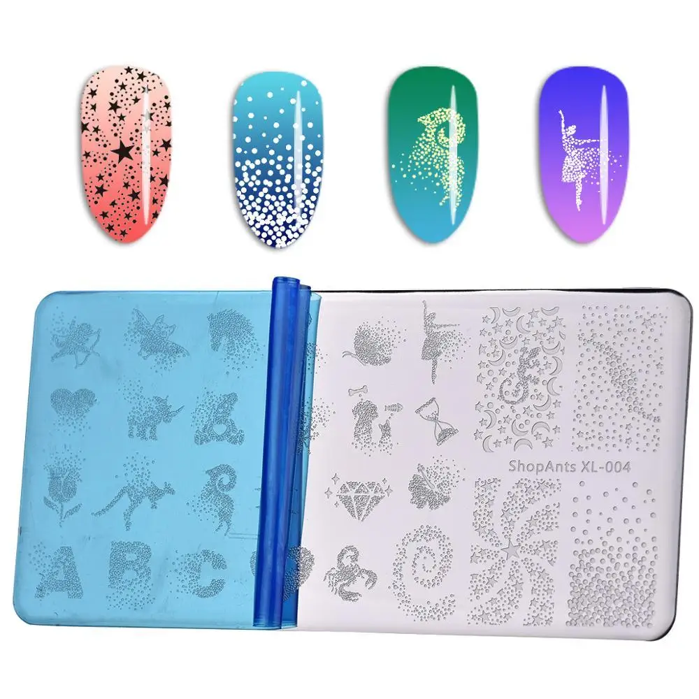 Sholants пластины для штамповки ногтей из нержавеющей стали точка звезда ABC Слова