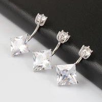 925 sterling silver hoops women square zircon decorations belly button rings body jewelry navel piercing generous gift
