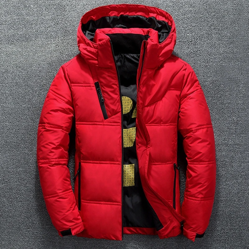 

Warm winter men's jacket down jacket casual autumn stand-up collar down padded hat white duck parka coat men men's hooded down j