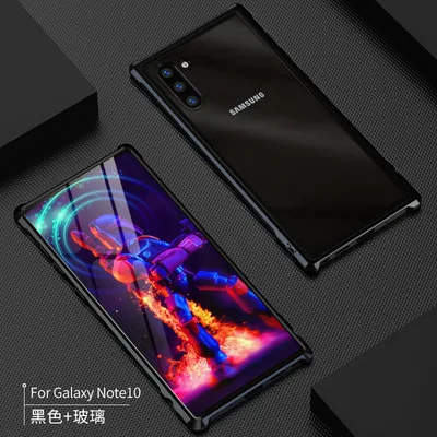 Black note10 Note10plus, Высококачественная ультратонкая металлическая рамка, закаленное стекло, зеркальная оболочка для samsung galaxy note 10 plus, чехол, крышка, note10+ note10 - Цвет: Black note10