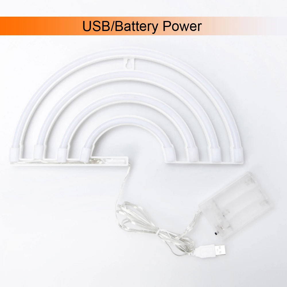 Неоновый светодиодный светильник 5 В USB/с питанием от аккумулятора Радужный в