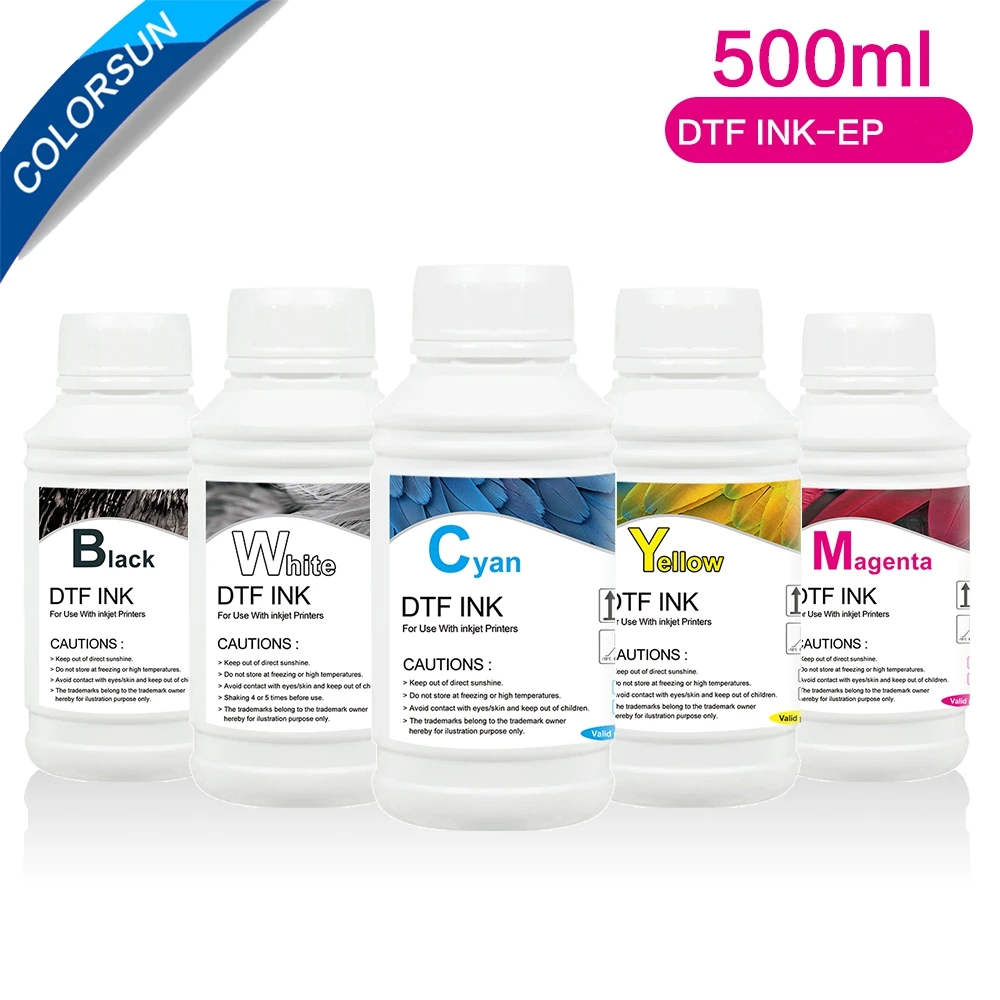 

Colorsun 5*500ml DTF Ink Kit PET Film Transfer Ink For DTF Direct Transfer Film Printer L805 L1800 R1390 all DTF Printer ink