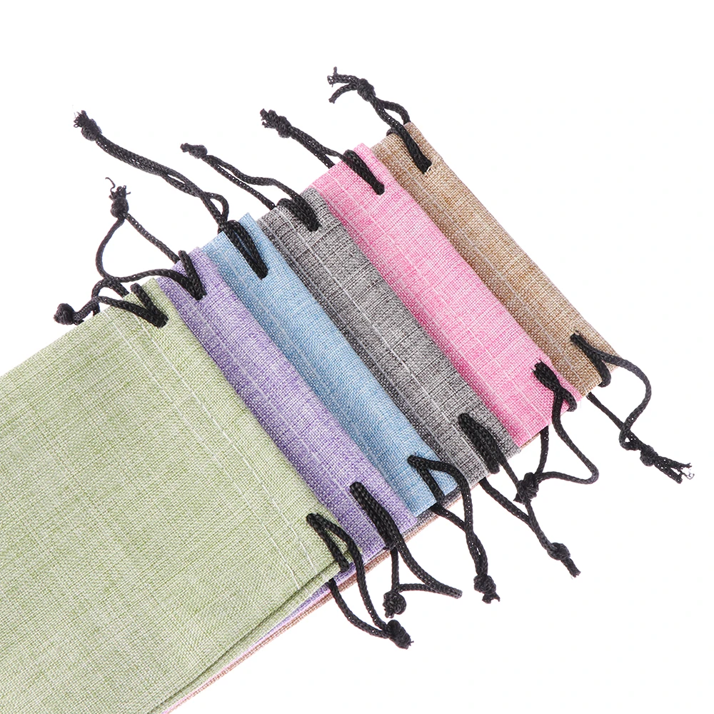 5PCS Portable Linen Fabric Pouch For Sunglasses Bag Multi-Functional Eyeglasses Case Optical Glasses Lanyard Cloth Bags - купить по