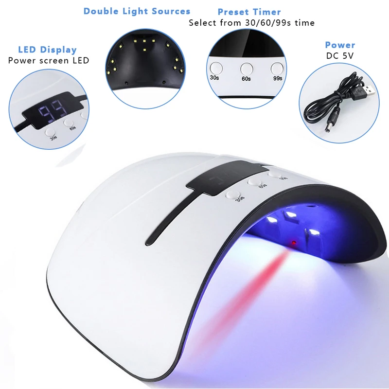 Hotest Nail Dryer For LED UV Lamp 36W MINI USB Manicure LCD Display Drying All Gels Polish Art Tools | Красота и здоровье