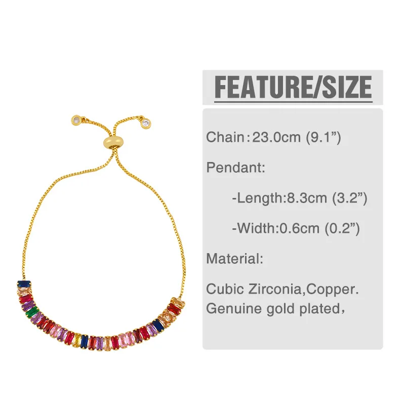 

Ailodo Luxury Rainbow CZ Bracelets For Women Genuine Gold Plated Engagement Wedding Bracelets Fashion Jewelry Girls Gift 20JUN10