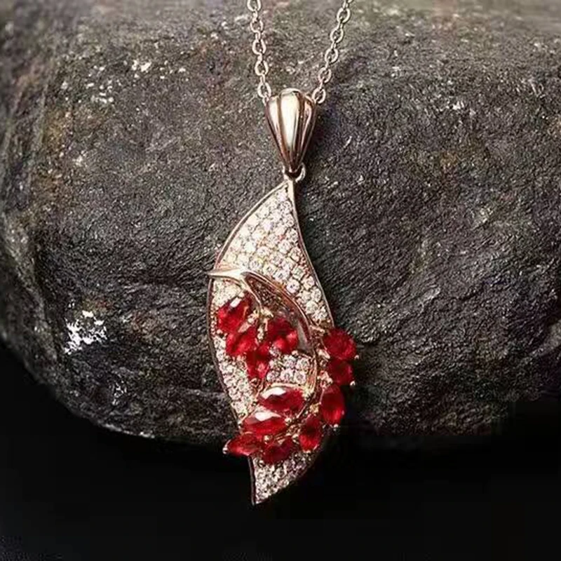 Мода 925 Серебряный Рубин ожерелье кулон с драгоценным камнем 12 шт. 2 карата
