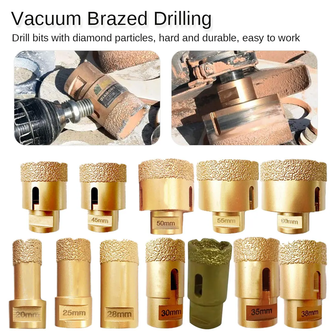 

M14 thread Vacuum Brazed Dry Diamond Drilling Core Bits Ceramic Tile Hole Saw marble porcelain stone drill bit for Tile Stone
