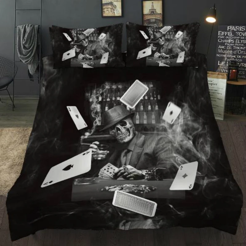 Пододеяльник наборы постельного белья с 3D рисунком игральных карт смерти