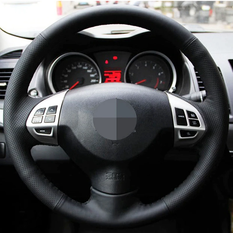 black artificial leather diy car steering wheel cover for mitsubishi lancer ex 10 lancer x outlander asx colt pajero sport free global shipping