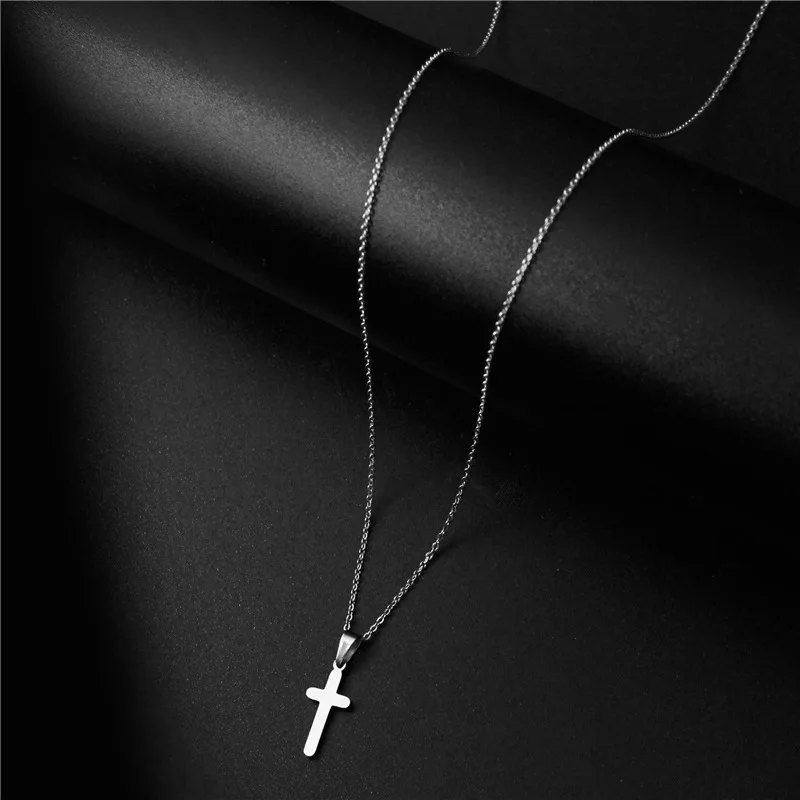 

Hot Fashion Cross Necklace for Women Stainless Steel Clavicle Cross of God Prayer Jesus Pendant Necklace Accessories Jewelry