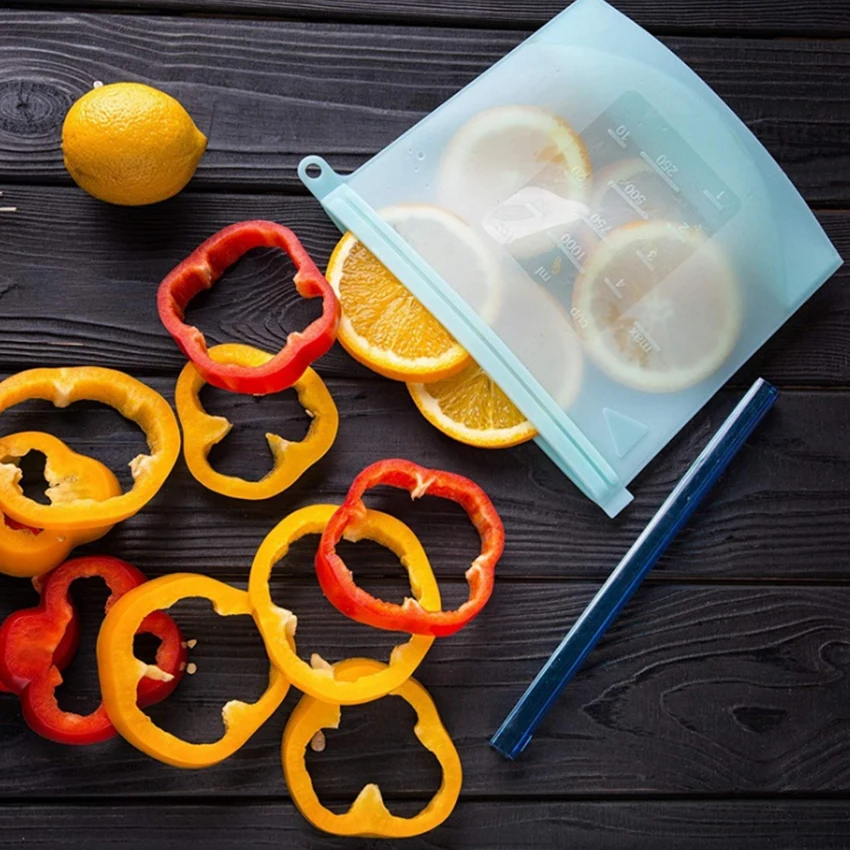 

Dropshipping 1000ML Food storage bags Food grade silica gel keeps food, fruits and vegetables fresh and clean Saran bags