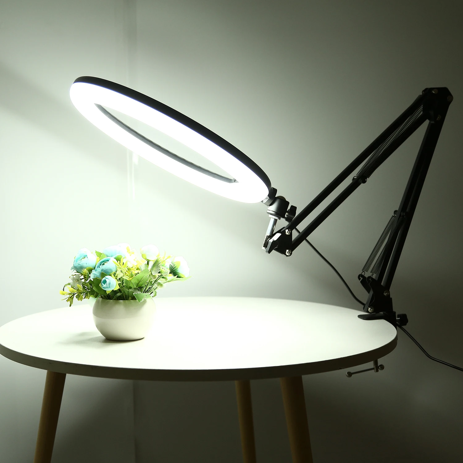 Selfie Light 26cm 33cm Ring RGB Lamp With Long Arm Desktop Tablet For Phone Video Live Overhead shooting Manicure
