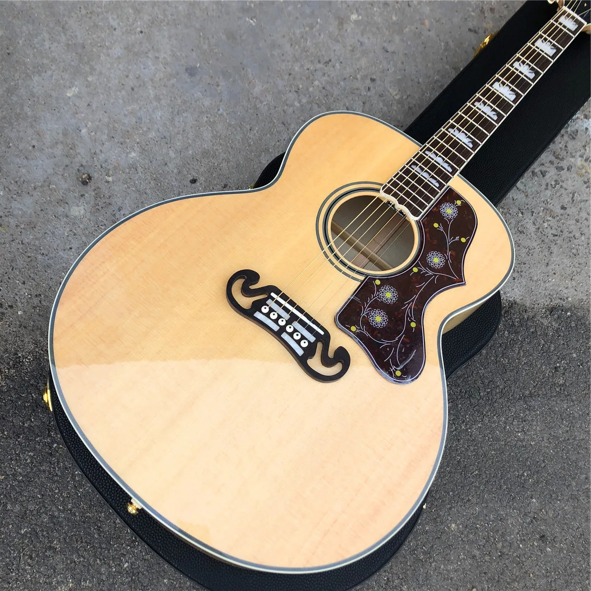 

Handmade 43" Flame Maple J200 Acoustic Guitar Solid Spruce Top Jumbo Electric Acoustic Guitarra,Free Shipping