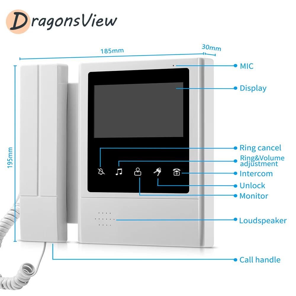 DragonsView домашняя видео домофон система 4 3 дюймовый монитор шт и 1 наружная камера