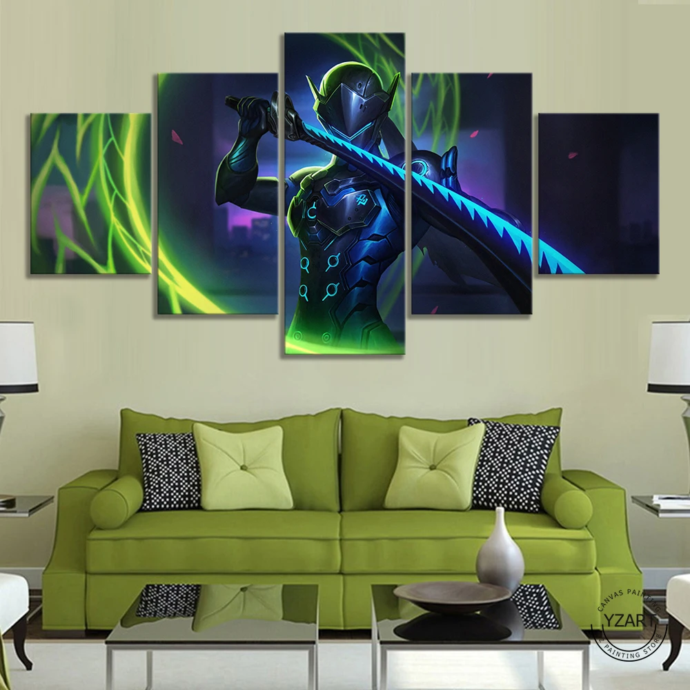 Картина с изображением фехтовальщика из мультфильма генджи OVERWATCH видеоигры на