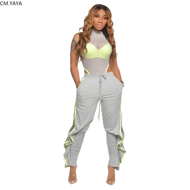 Женский спортивный костюм из двух предметов прозрачный сетчатый боди +