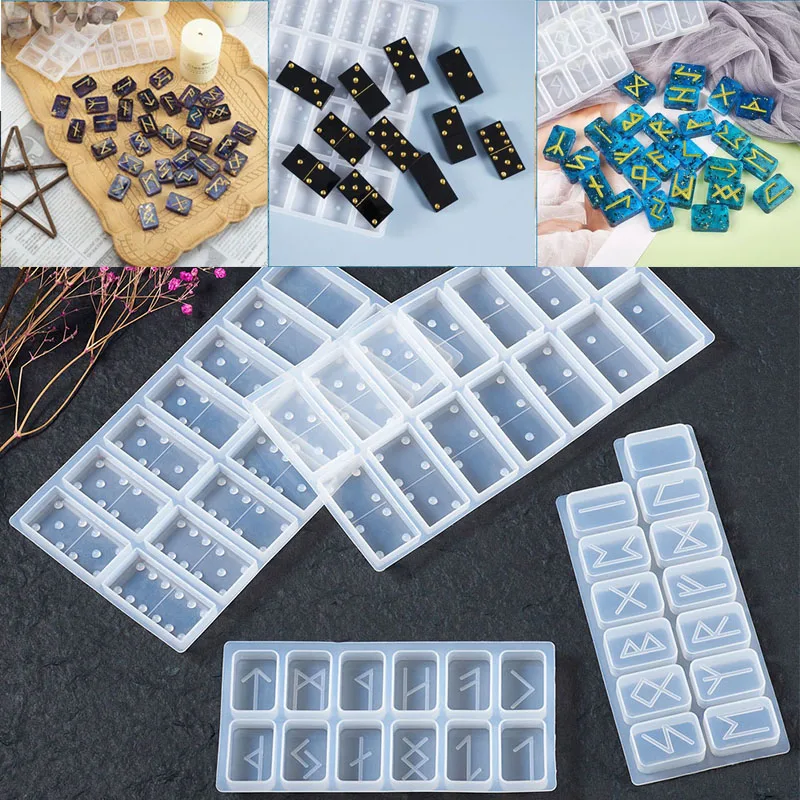 

4pcs Dominoes Game Play Epoxy Resin Molds Silicone Casting Mold for DIY Jewelry Making