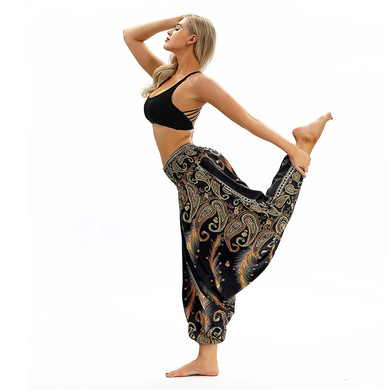 

Women Yoga Pants Bohemia Harem Trousers Summer Sports Sweatpants 2020 Leisure Yoga Pants Large Size Loose Lantern Dance Pants