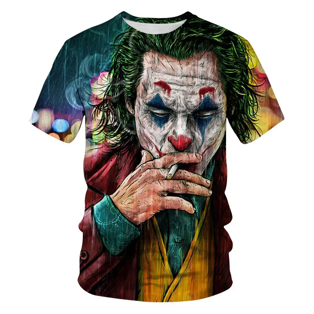 

2020 new men t shirt Sketch the clown 3D Printed T Shirt Men Joker Face Casual O-neck Male tshirt Clown Short Sleeved joke tops