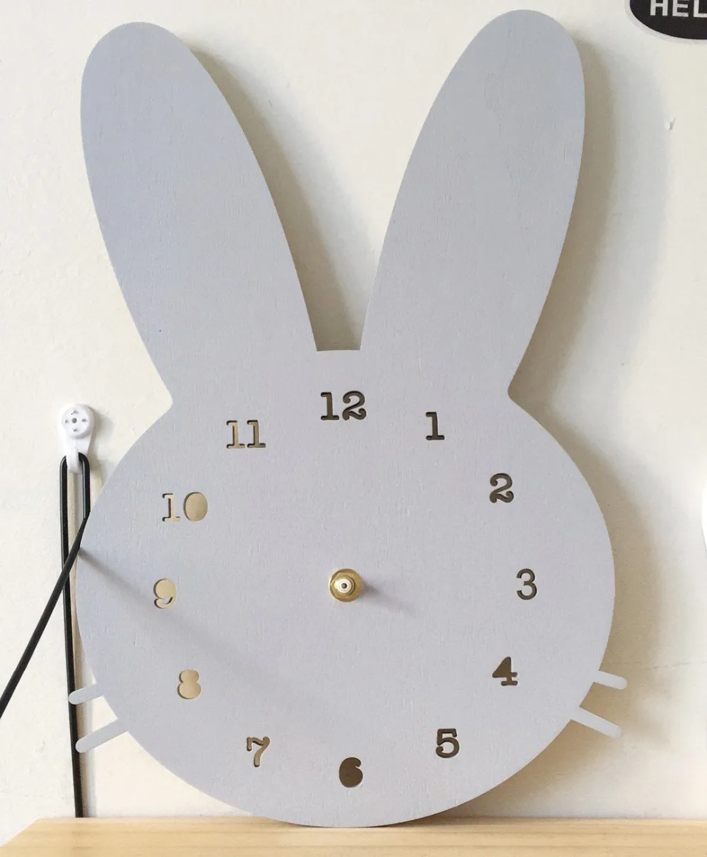 Nordic Kids Room Decor Rabbit Bunny Clock Wall Hanging Room Decoration Scandinaivan Style Kids Decor Nordic Nursery Decoration