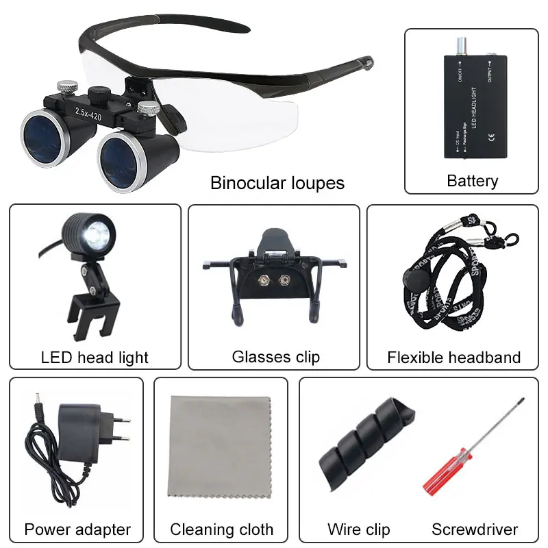 Стоматологические очки 2 5x увеличительные светодиодный Ной подсветкой