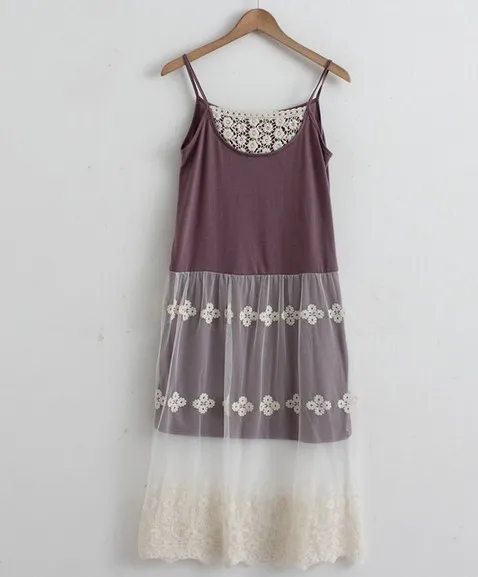 Женское кружевное Сетчатое платье с вышивкой Mori Girl базовое Летнее Длинное