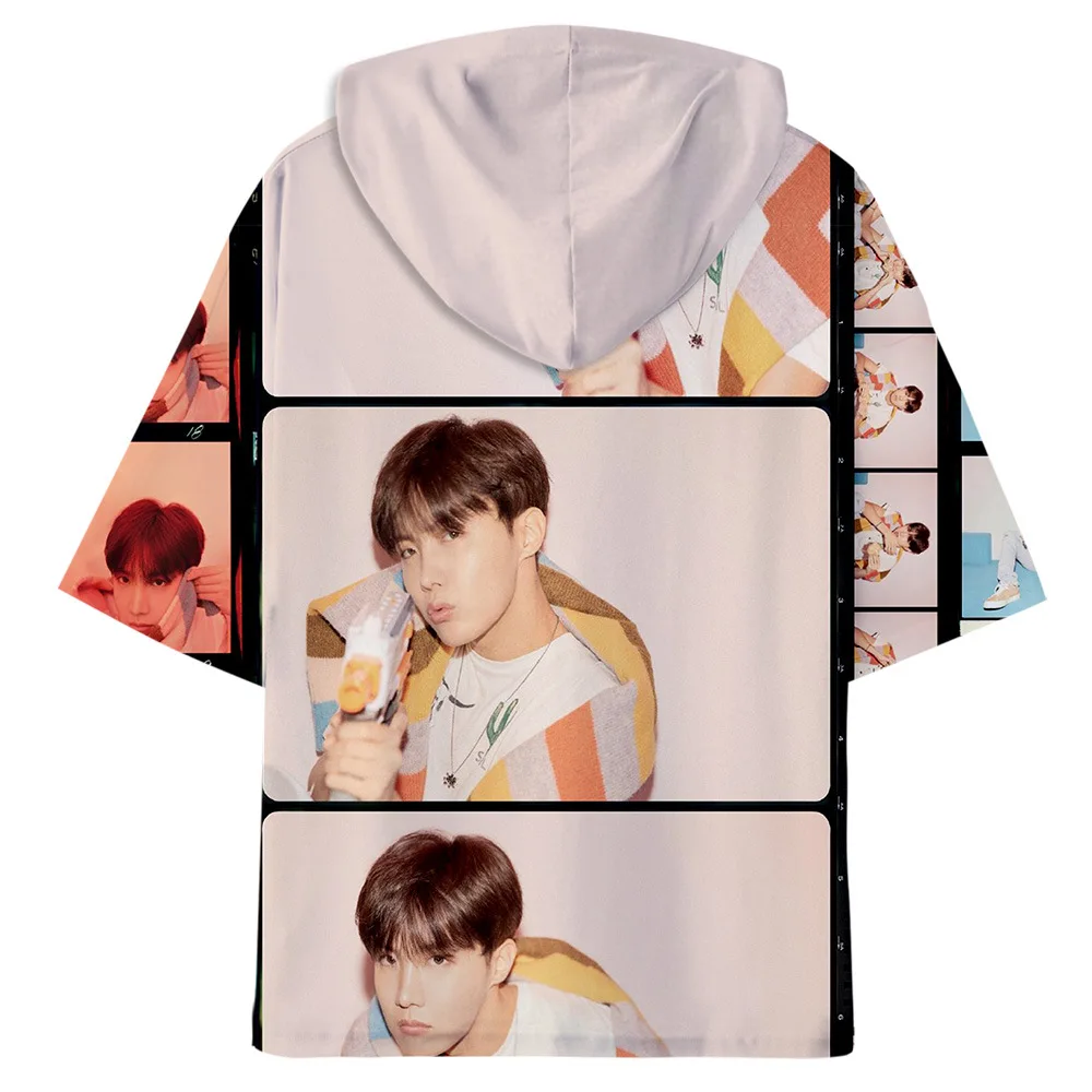 New Korean Fashion Kpop 3D Hooded Shirts Men/women Short Sleeve Loose Streetwear Hoodie Sweatshirts Pullover Tops K-pop Clothes | Женская