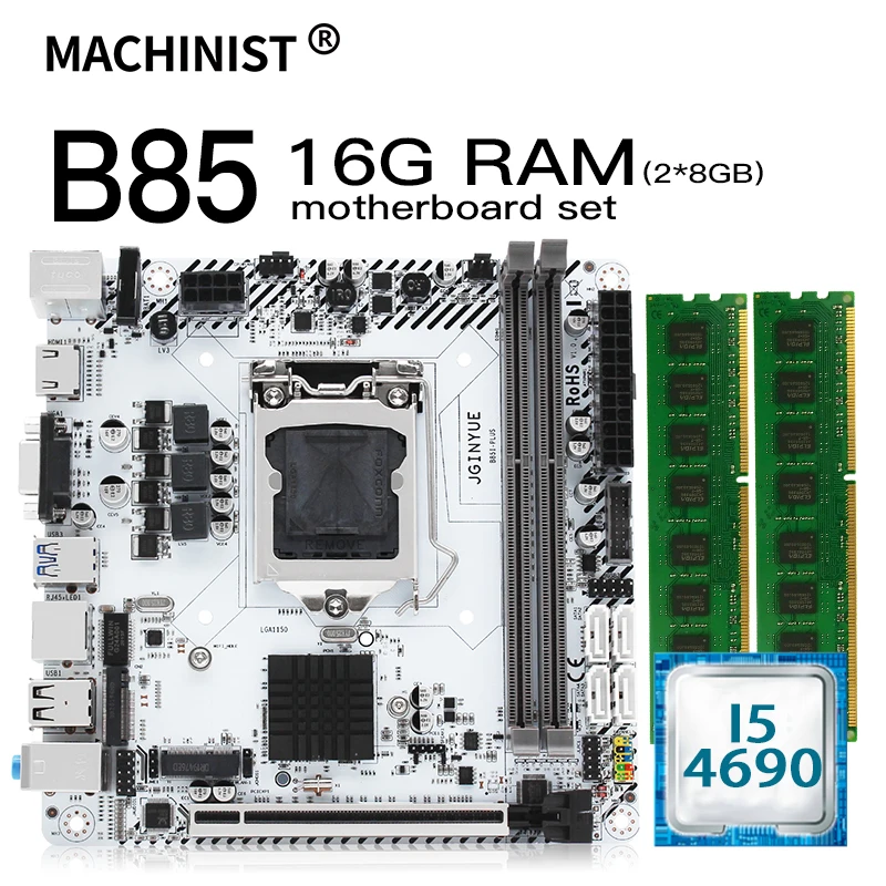 Verkauf B85 Motherboard LGA 1150 Set Kit Mit Intel I5-4690 Prozessor Und 2x8GB = 16GB DDR3 RAM Mainboard USB 3,0 SATA 3,0 B85I PLUS