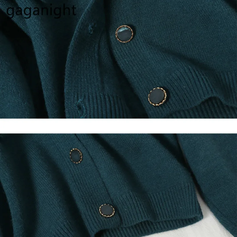 GAGANIGHT Sweet Cropped Cardigan Solid V-neck Stringy Selvedge Knitted Girls Autumn Winter Korean Fashion Outwear Tops |