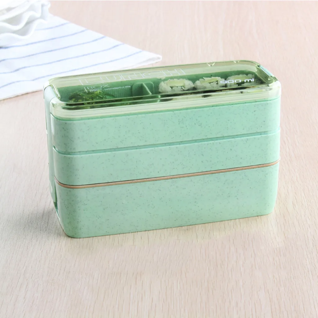 

3 Layer Bento Box Lunch Box Straw Leak Proof Microwave Food Container for Student Office Worker Food Storage Container 900ML