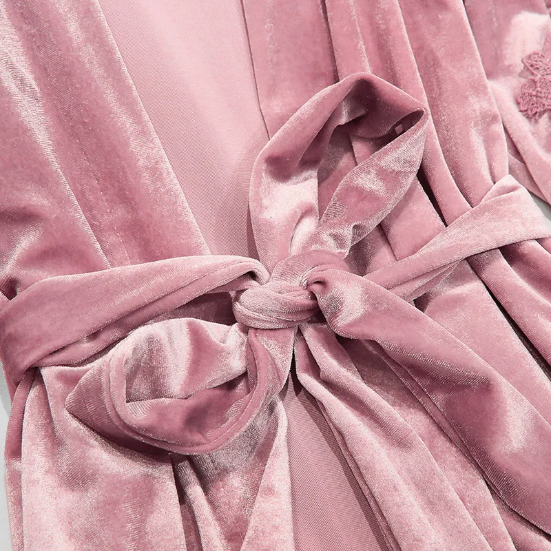 Женский пижамный комплект золотой бархат 4 шт. комплекты платьев пижамные