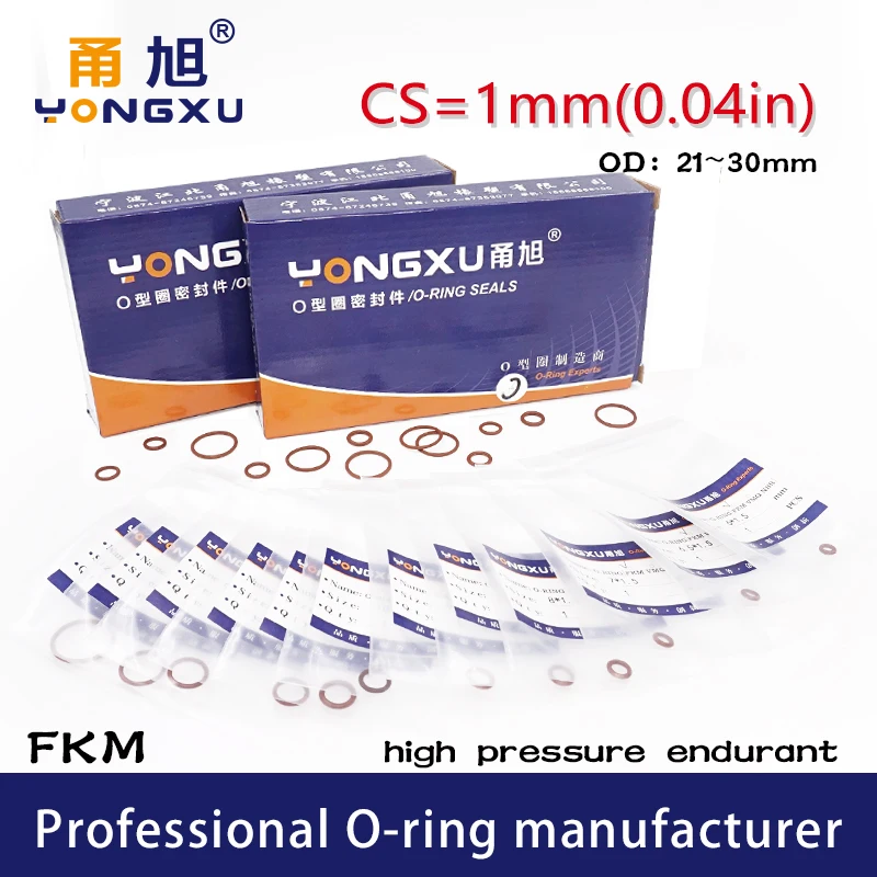 

10PCS/lot Brown FKM Fluorine Rubber O-rings Seals CS1mm OD21/22/23/24/25/26/27/28/29/30*1mm O Ring Sealing Gasket Washer