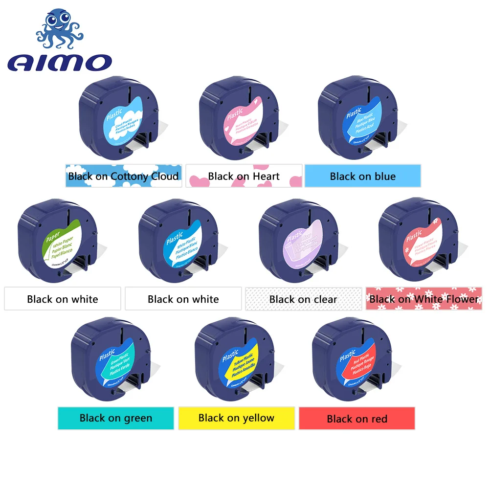 AIMO 1 упаковка для DYMO Letratag пластиковая лента 12 мм черный на белом LT 91201 91331 dymo
