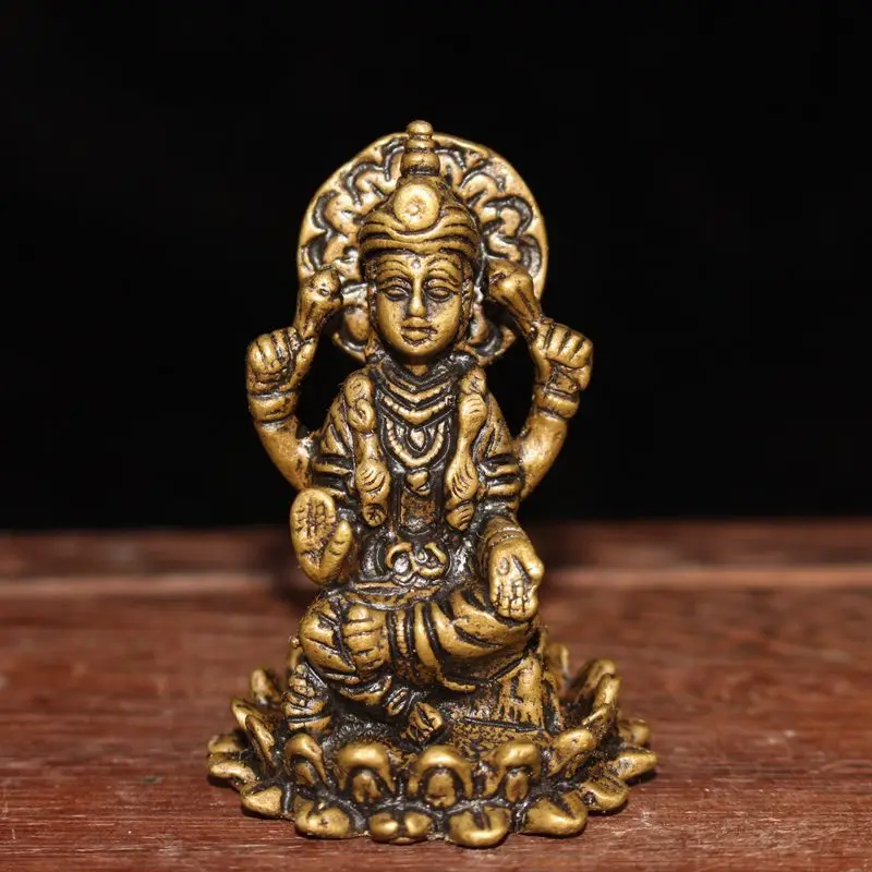 

6Cm Buddhism Avalokiteshvara 4 Arms Guanyin Kwan-Yin Chenrezig Buddha Collection Ornaments Statues et Sculptures Desk Decoration