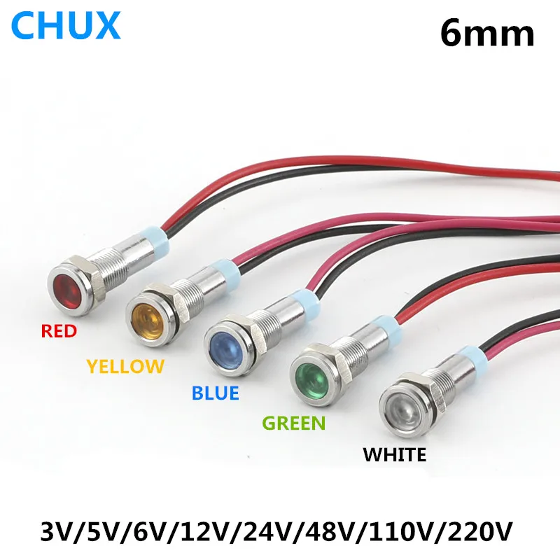 Металлисветильник светодиодный индикатор 6 мм водонепроницаемая сигнальная