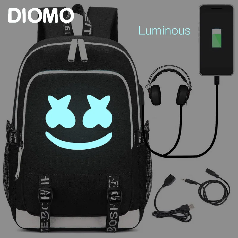Классные светящиеся рюкзаки DIMOM для ноутбука с USB школьная сумка диджея
