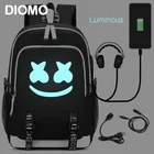 Модные светящиеся рюкзаки DIMOM для ноутбука с USB, школьный портфель для мальчиков и девочек с изображением американского таинственного диджея, детский портфель для подростков, 2021
