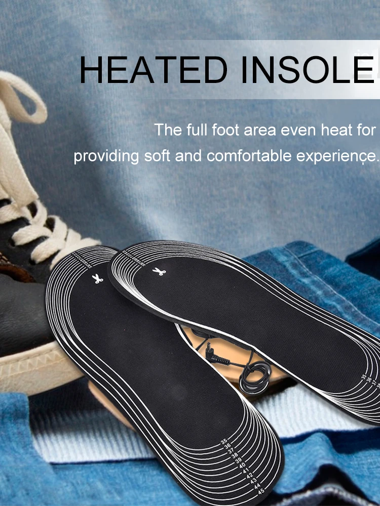 

USB Heated Insoles Electric Powered Heating Shoes Insoles Feet Warmth Keeping Pads Unisex Rechargeable Feet Heater