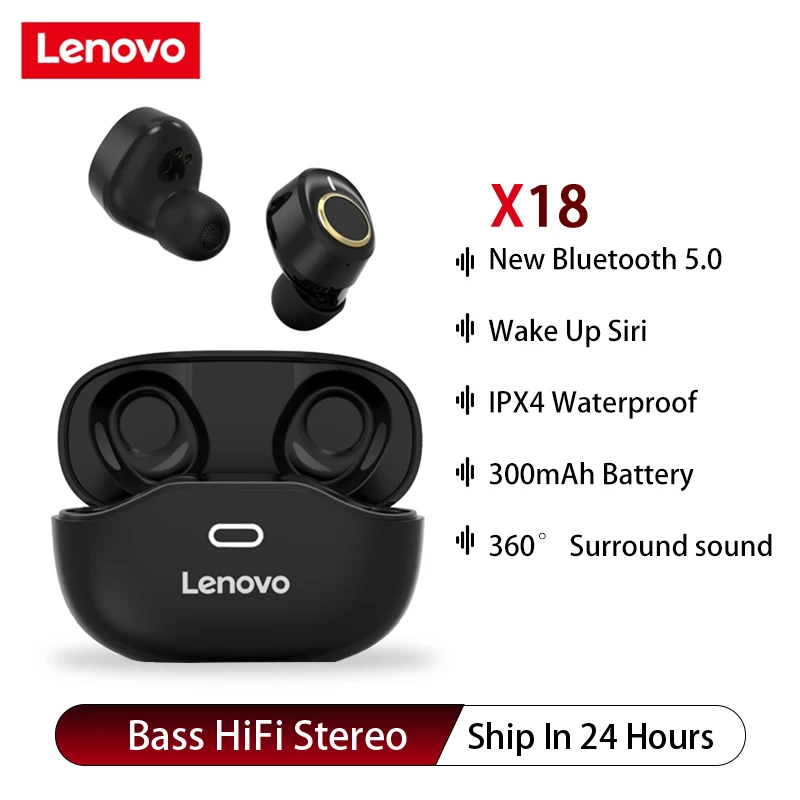 Беспроводные наушники Lenovo X18 Bluetooth 5 0 водонепроницаемые спортивные TWS вкладыши с