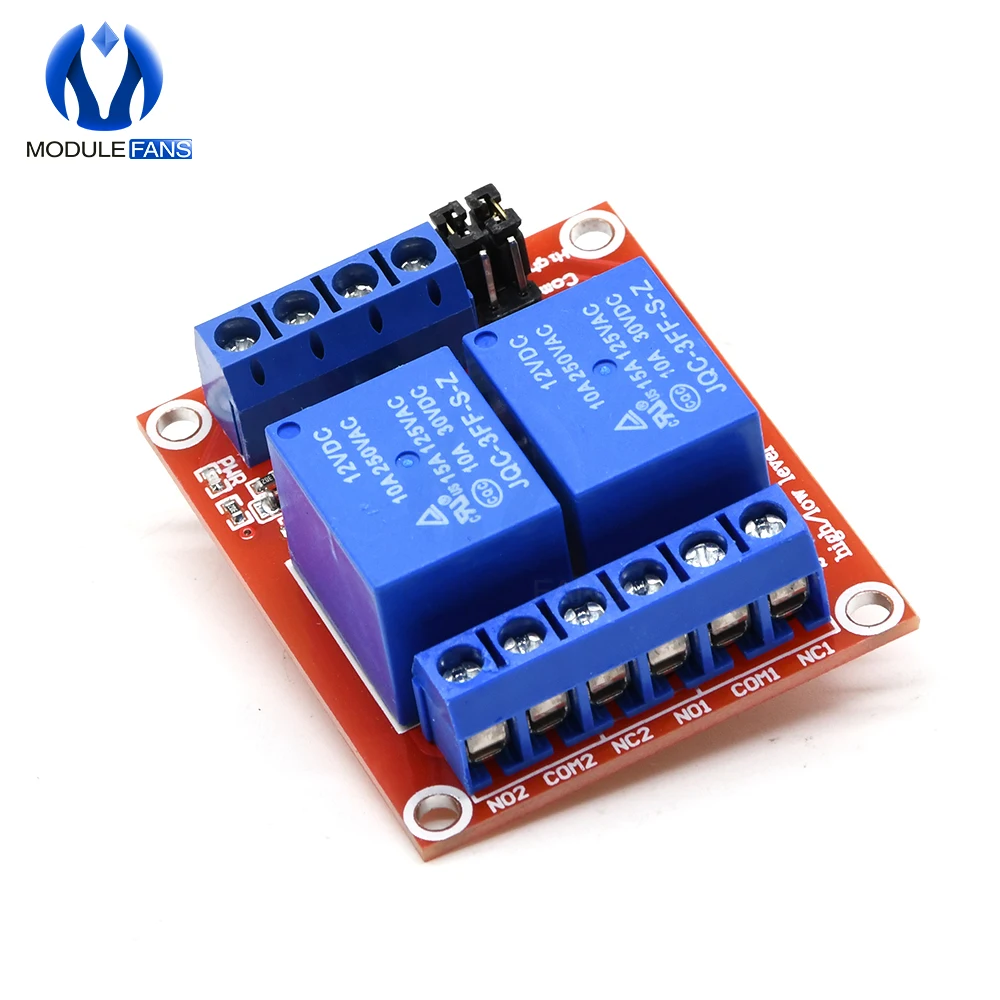 Релейный модуль щит для Arduino два 2 канальный 12V с опора оптопары высокого и низкого