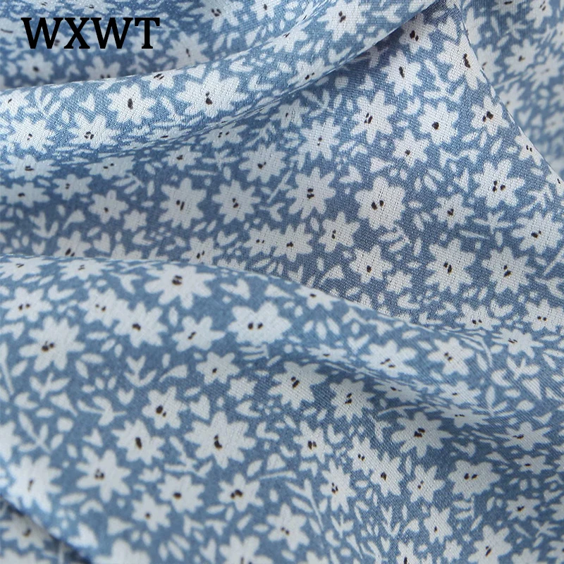 

WXWT 2021 Summer New Women Water Print Chiffon Dress Ladies Sleeveless Spaghetti Strap Chic Beach Style Dress XQB6010